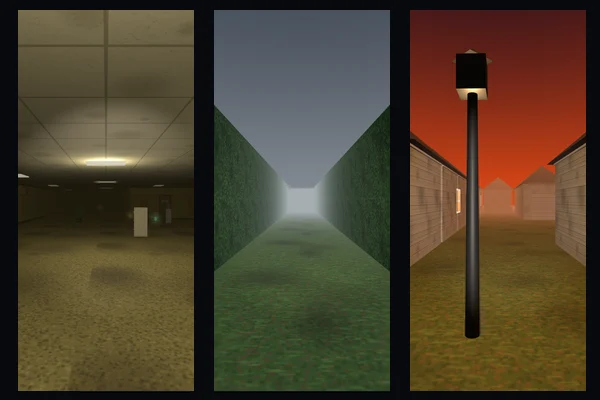 Three wallpapers from Liminal Spaces Wallpapers