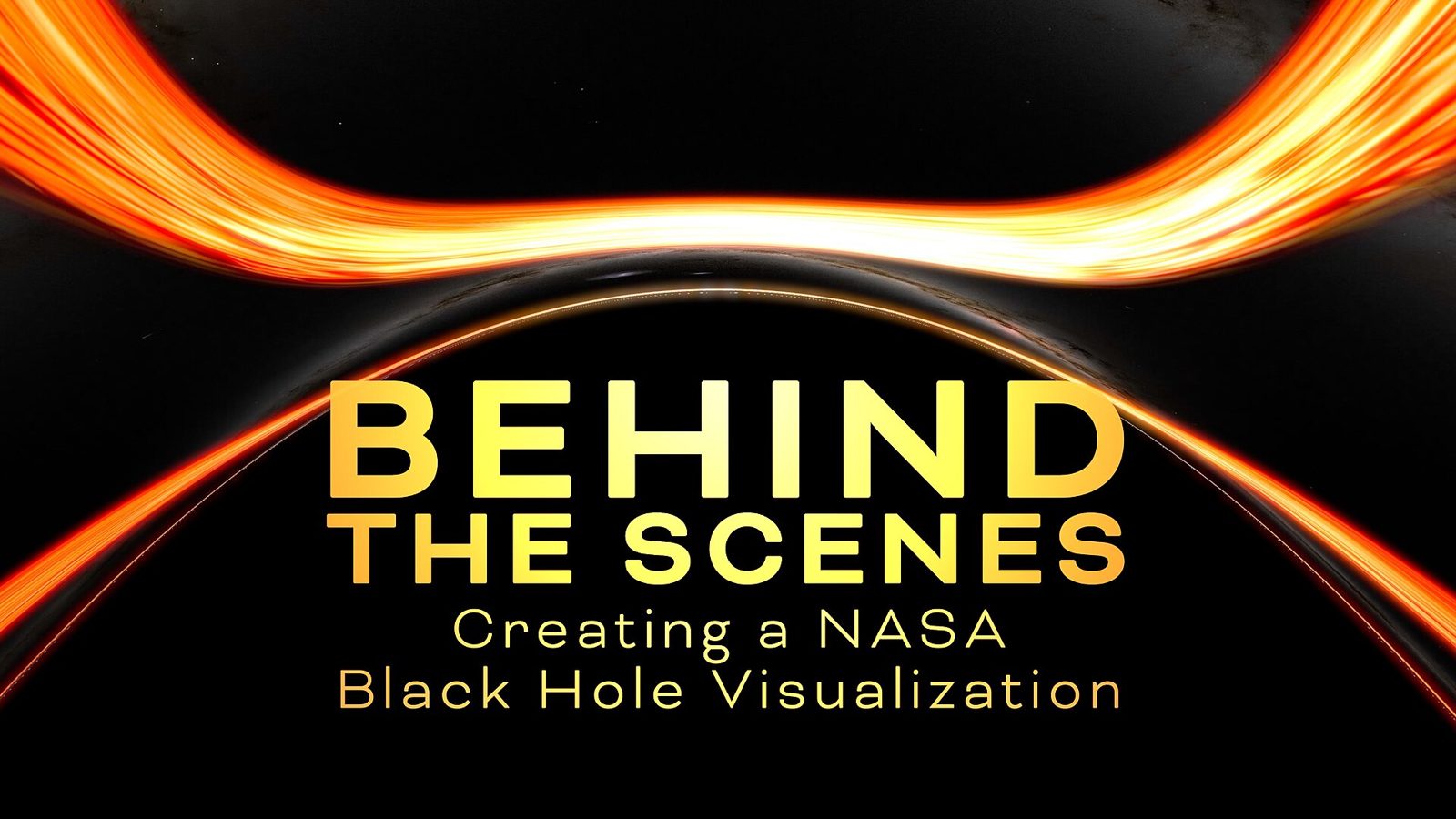 A NASA visualization of a black hole — a dark disc ringed by a bright, lensed accretion glow.